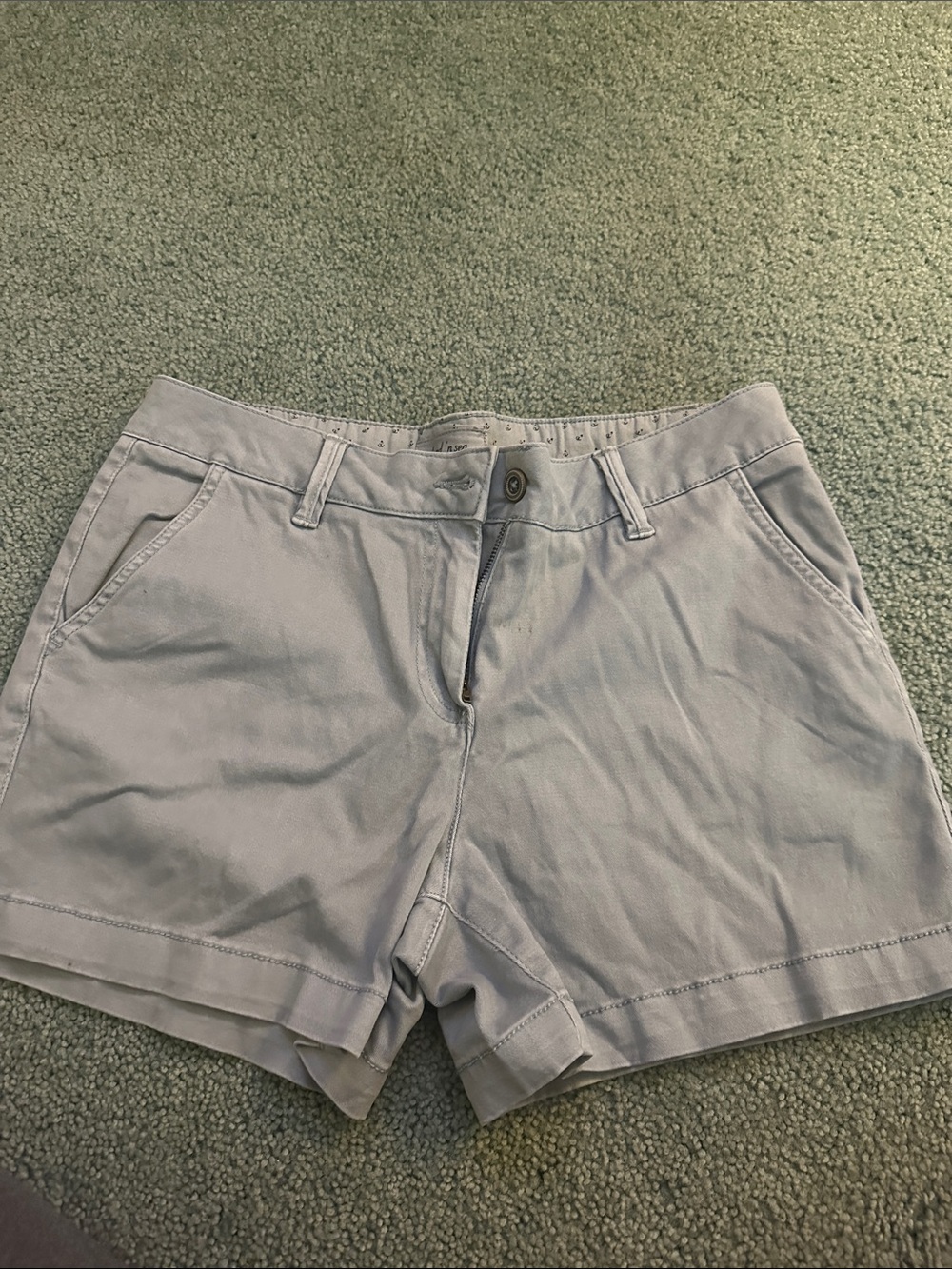 Land n Sea Women's Classic Cotton Blend Shorts in Light sea foam Green/grey